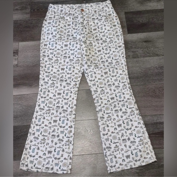 Wrangler High Rise Kick Flare Jeans Wrock 672 Lemons Retro Cowgirl Plus Size 35 - Picture 4 of 10